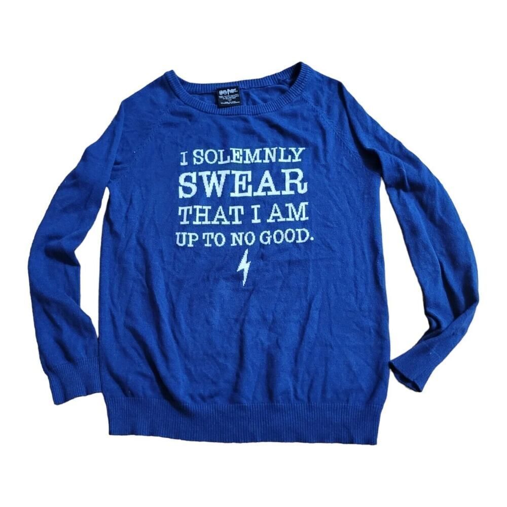 Harry Potter Sweater I Solemnly Swear That I Am Up To No Good Size Large Blue